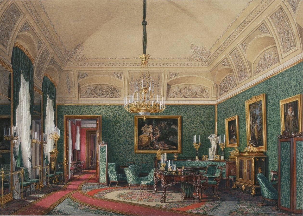 Interiør af Vinterpaladset. Den første reserverede lejlighed. Den lille undersøgelse af storprinsesse Maria Nikolayevna, 1867 af Eduard Hau