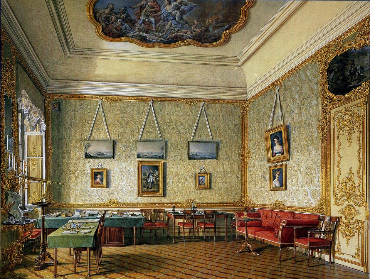 Den arbejdende eller lille undersøgelse af kejser Alexander I ved det store palads i Tsarskoye Selo, 1875 af Eduard Hau