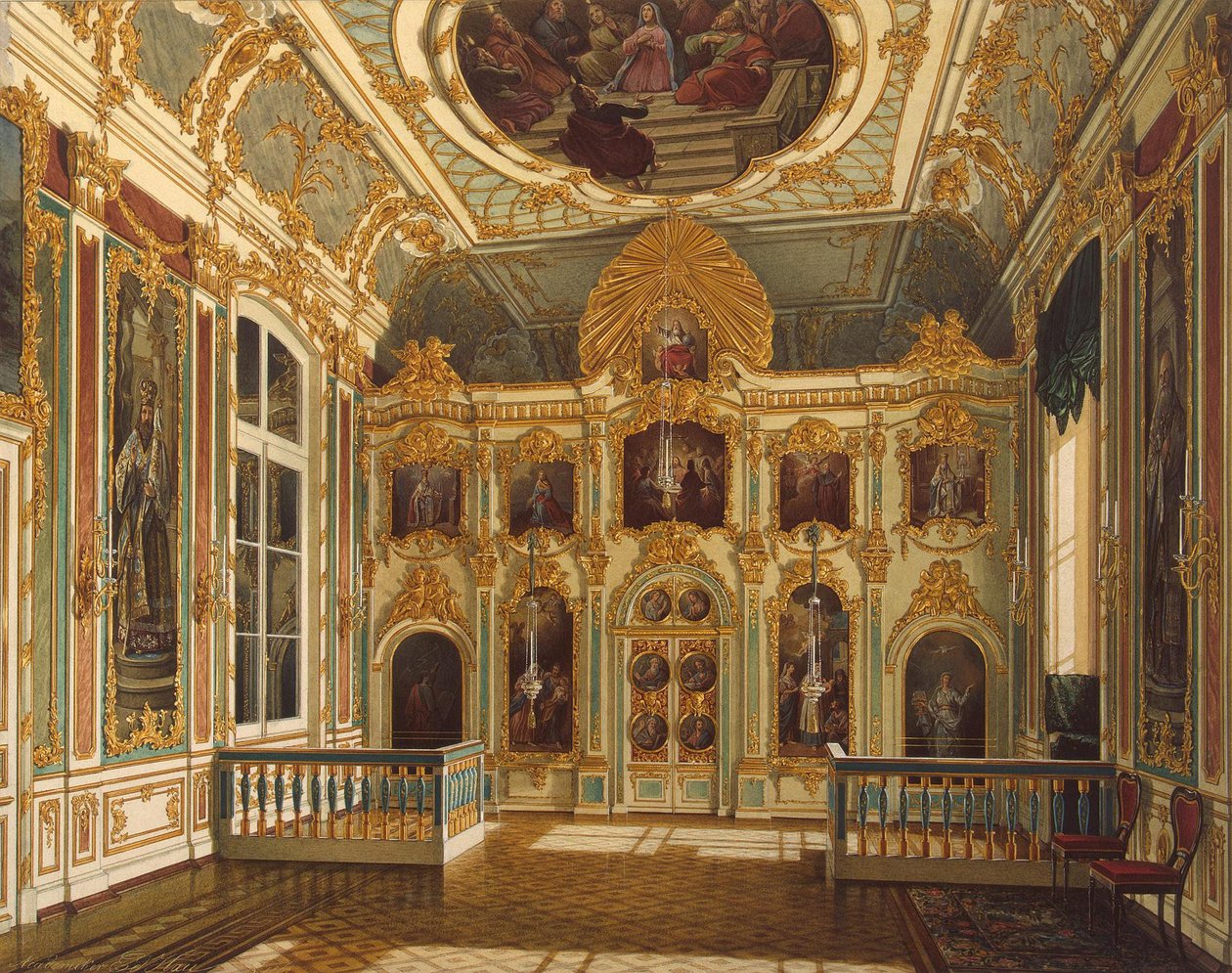 Udsigt over den lille kirke i vinterpaladset, 1862 af Eduard Hau