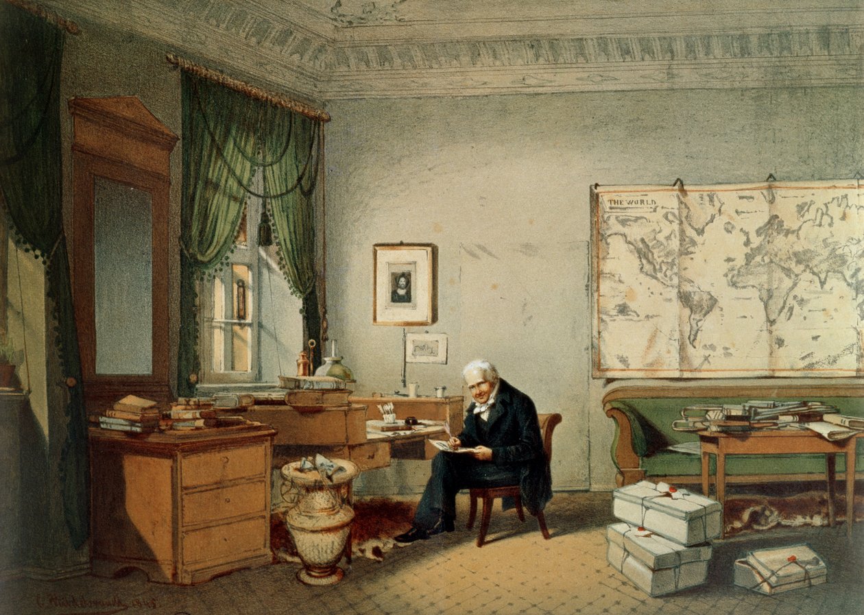 Baron Alexander von Humboldt (1769-1859) i sit studie af Eduard Hildebrandt