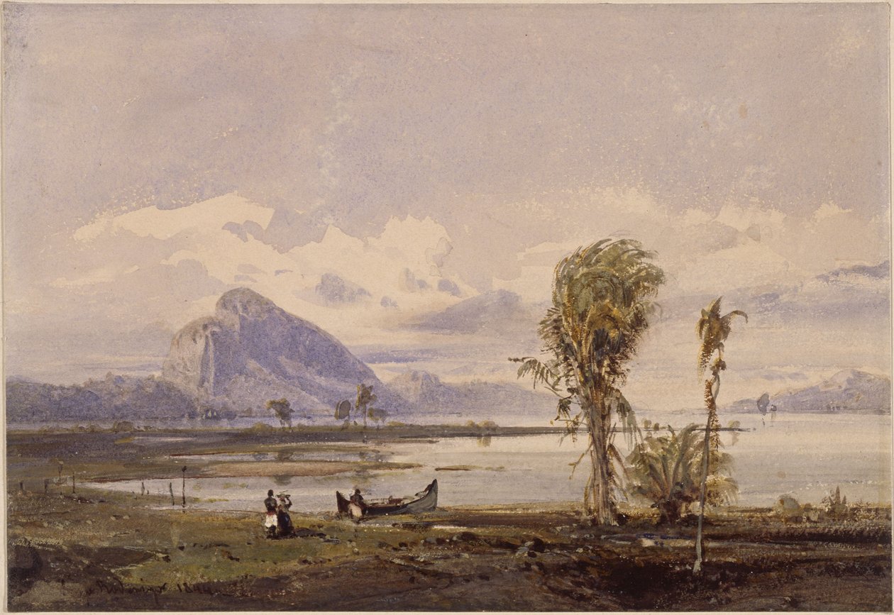 Udsigt over Lagoa Rodrigo de Freitas ved Rio de Janeiro af Eduard Hildebrandt