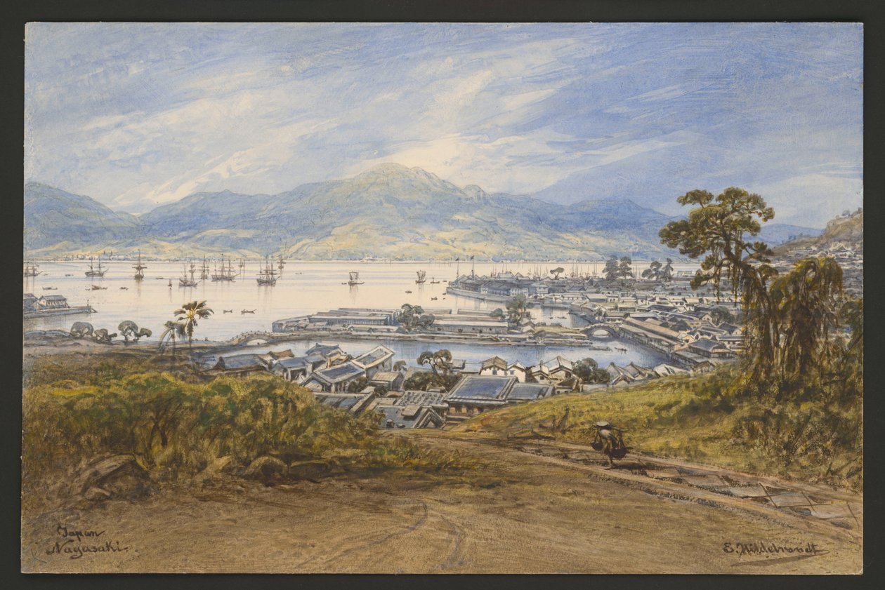 Nagasaki-bugten af Eduard Hildebrandt
