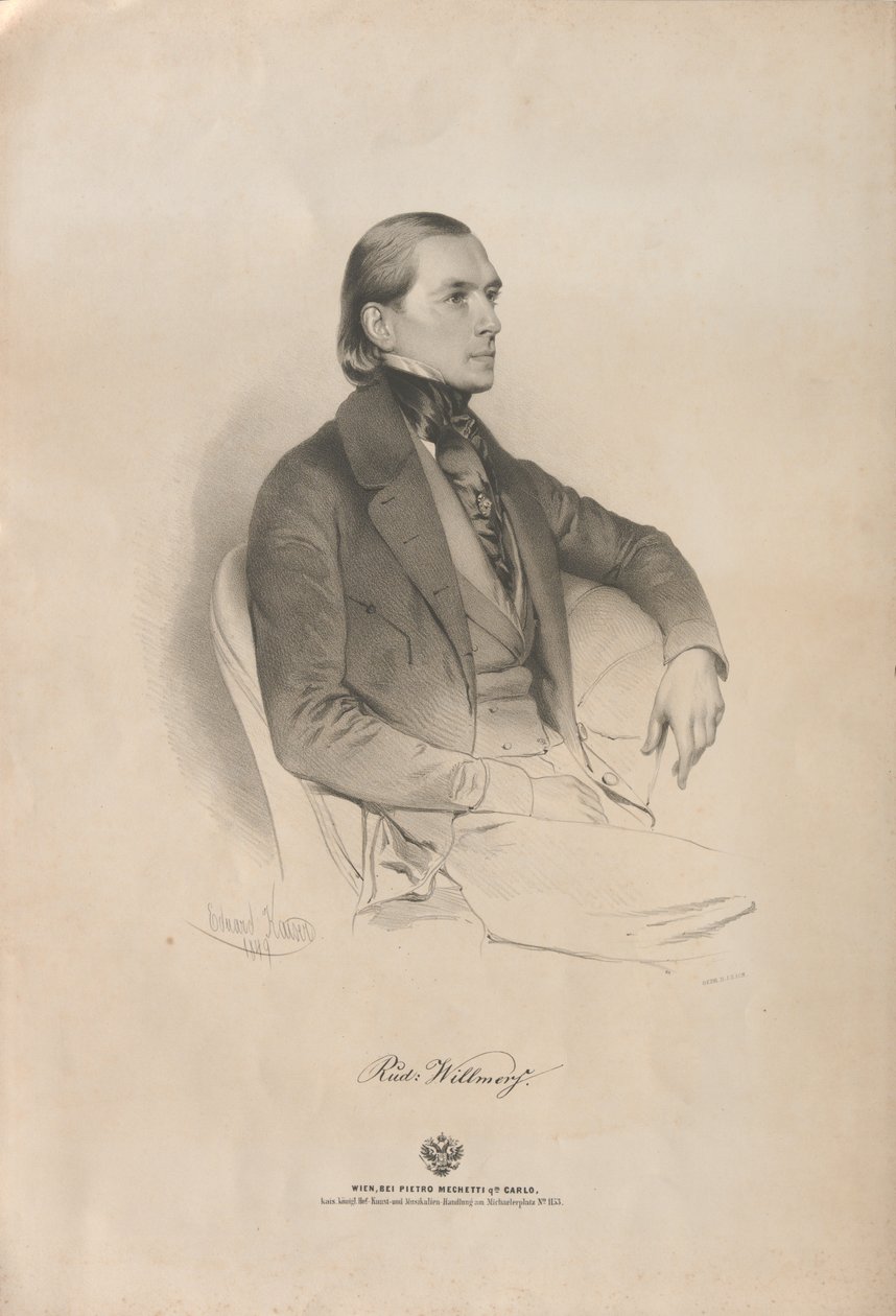 Portræt af pianist og komponist Rudolf Heinrich Willmers 1821-1878, 1849. af Eduard Kaiser