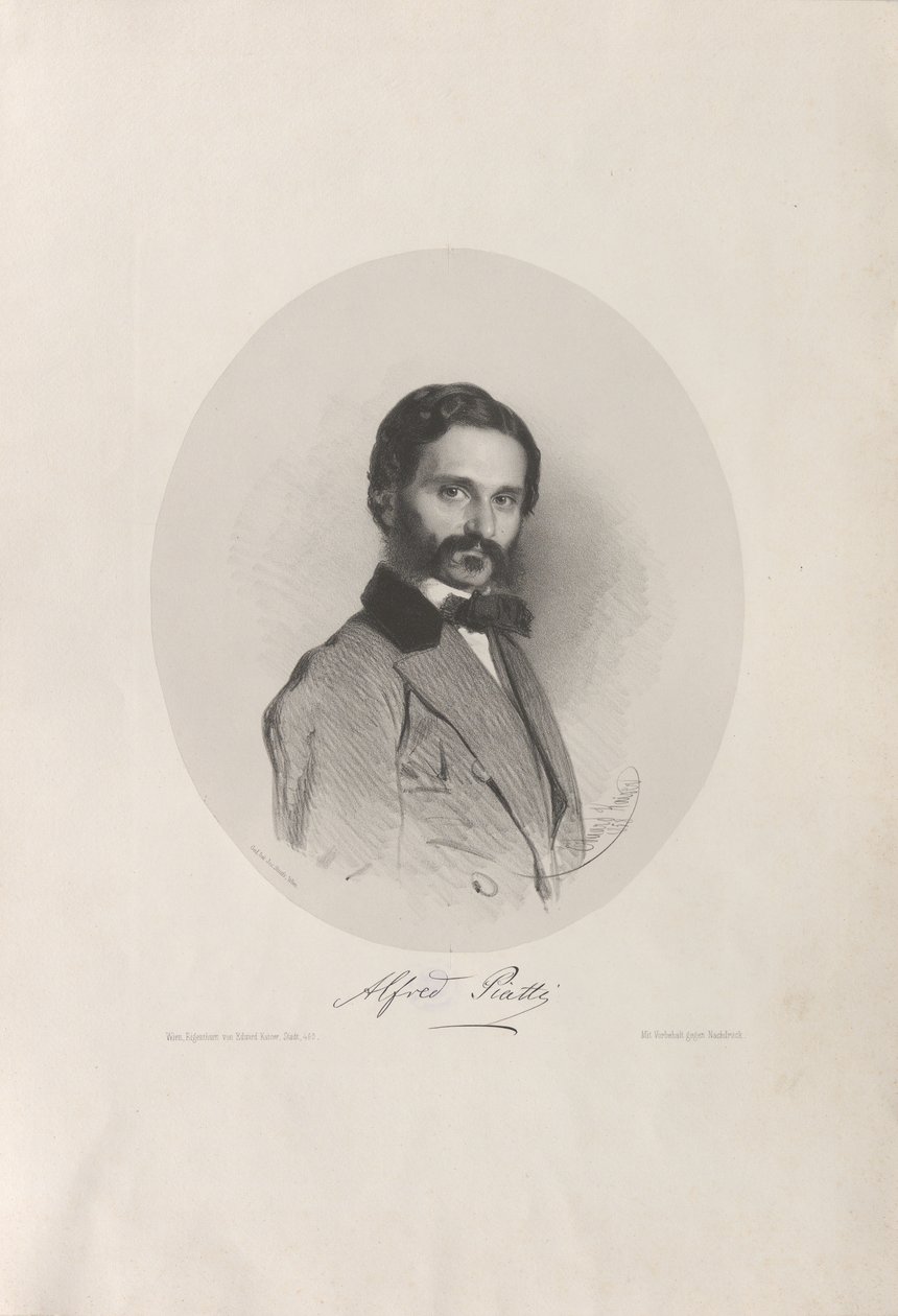 Portræt af cellisten og komponisten Alfredo Piatti 1822-1901, 1858. af Eduard Kaiser