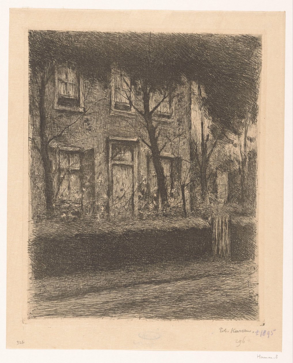 Forhave til et hus med hæk af Eduard Karsen (signed by artist)