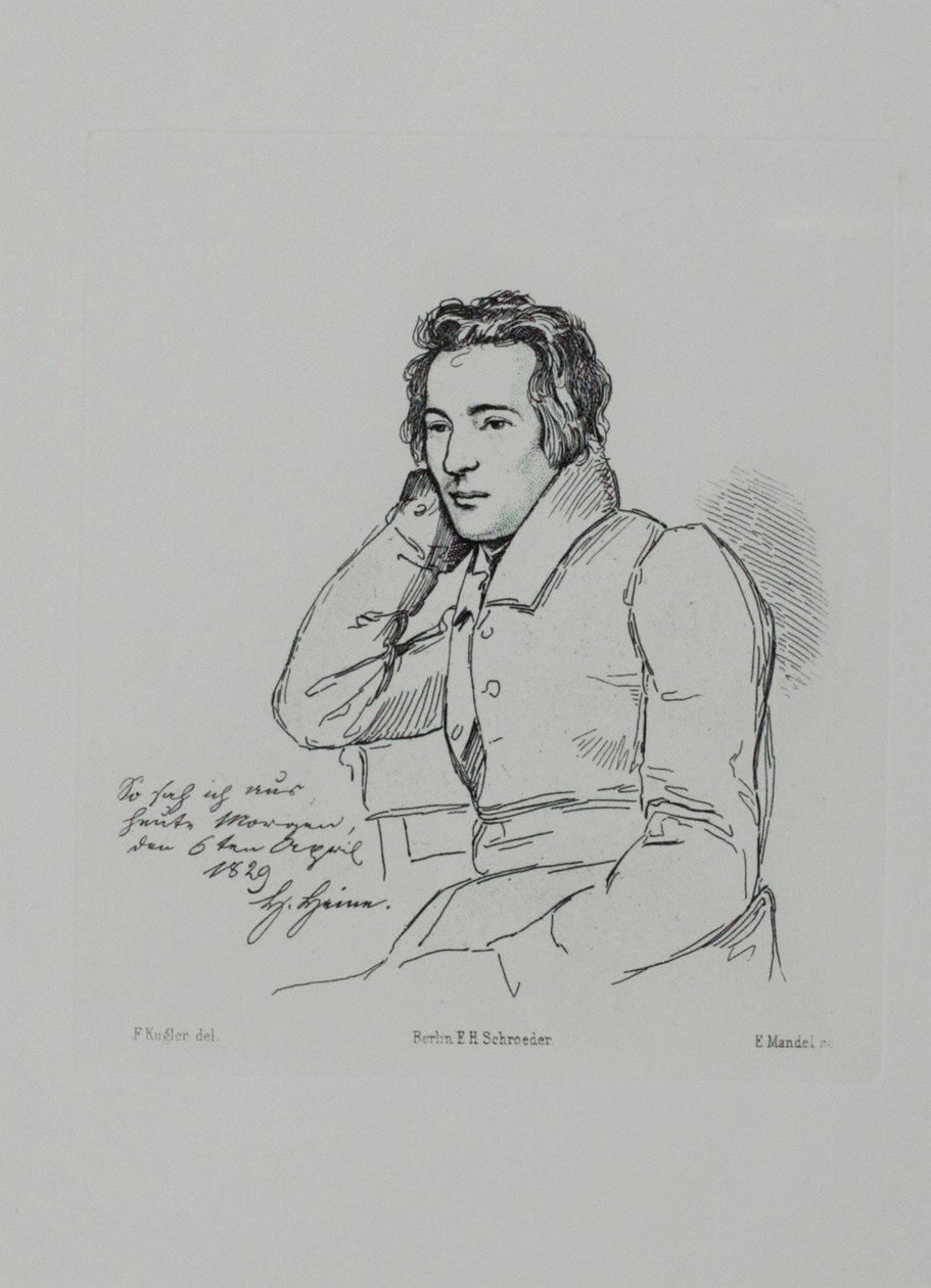 Portræt af digteren Heinrich Heine 1797-1856 Efter Franz Kugler fra 1829, 1854 af Eduard Mandel