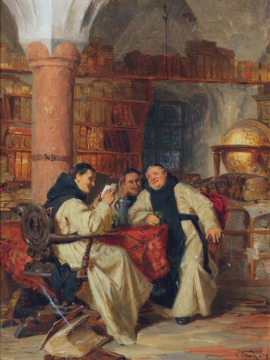 I klosterets bibliotek af Eduard Theodor Ritter von Grützner