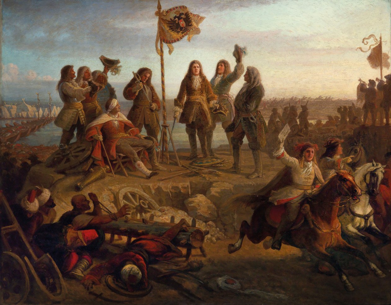 Prins Eugene sender en budbringer til kejseren og informerer ham om hans sejr …, ca. 1860. af Eduard von Engerth