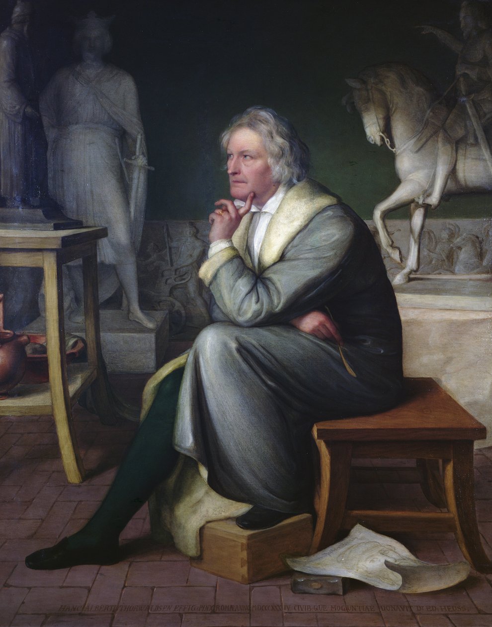 Bertel Thorvaldsen in his studio at Rome, 1834 af Eduard von Heuss
