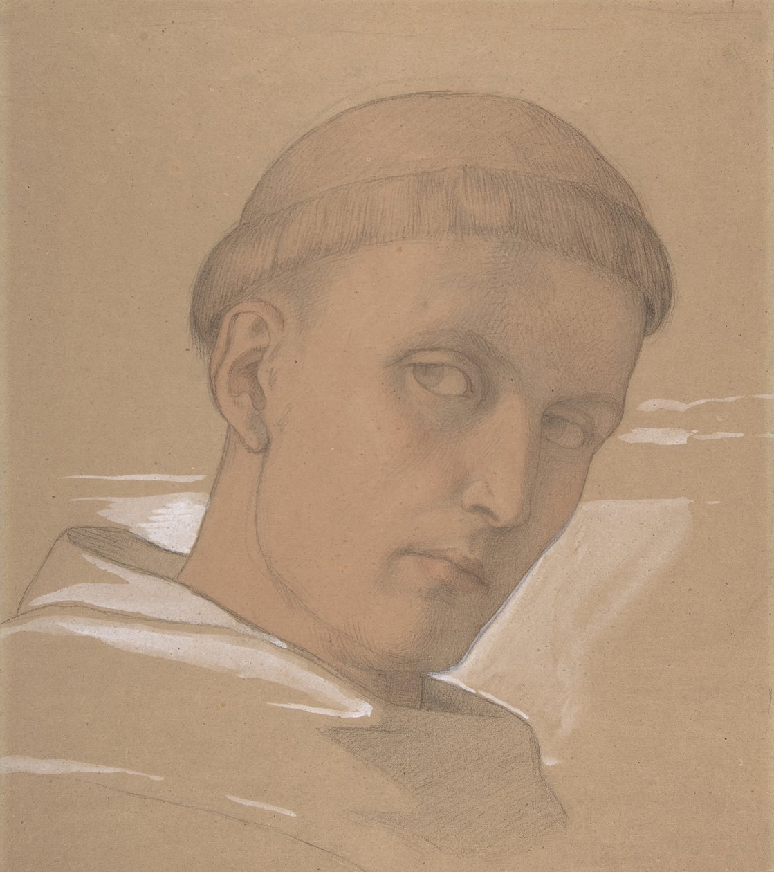 Studie af hovedet af St. Augustine, til maleriet af Madonnaen og barnet..., 1846. af Eduard von Steinle