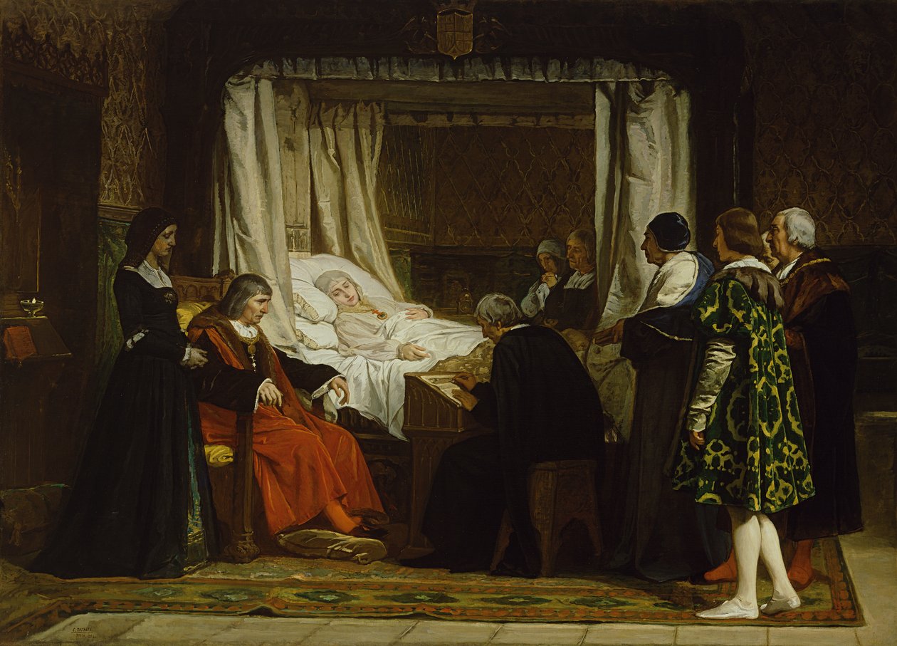 Dronning Isabel la Católica dikterer hendes sidste vilje og testamente af Eduardo Rosales