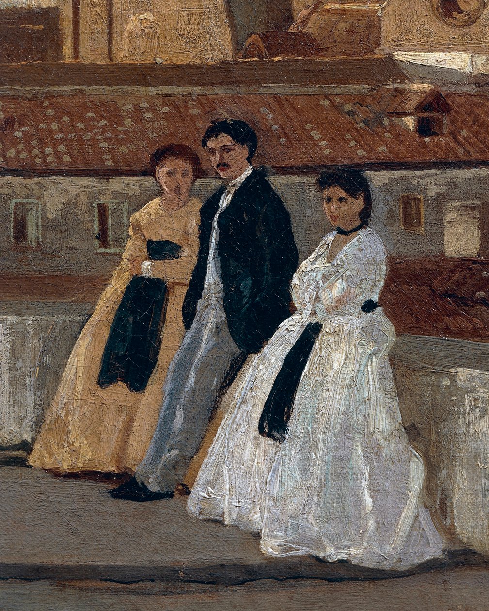 Terrassen, af Edoardo Dalbono (1841-1915), olie på panel, 45x30 cm. Detalje. af Eduardo Dalbono