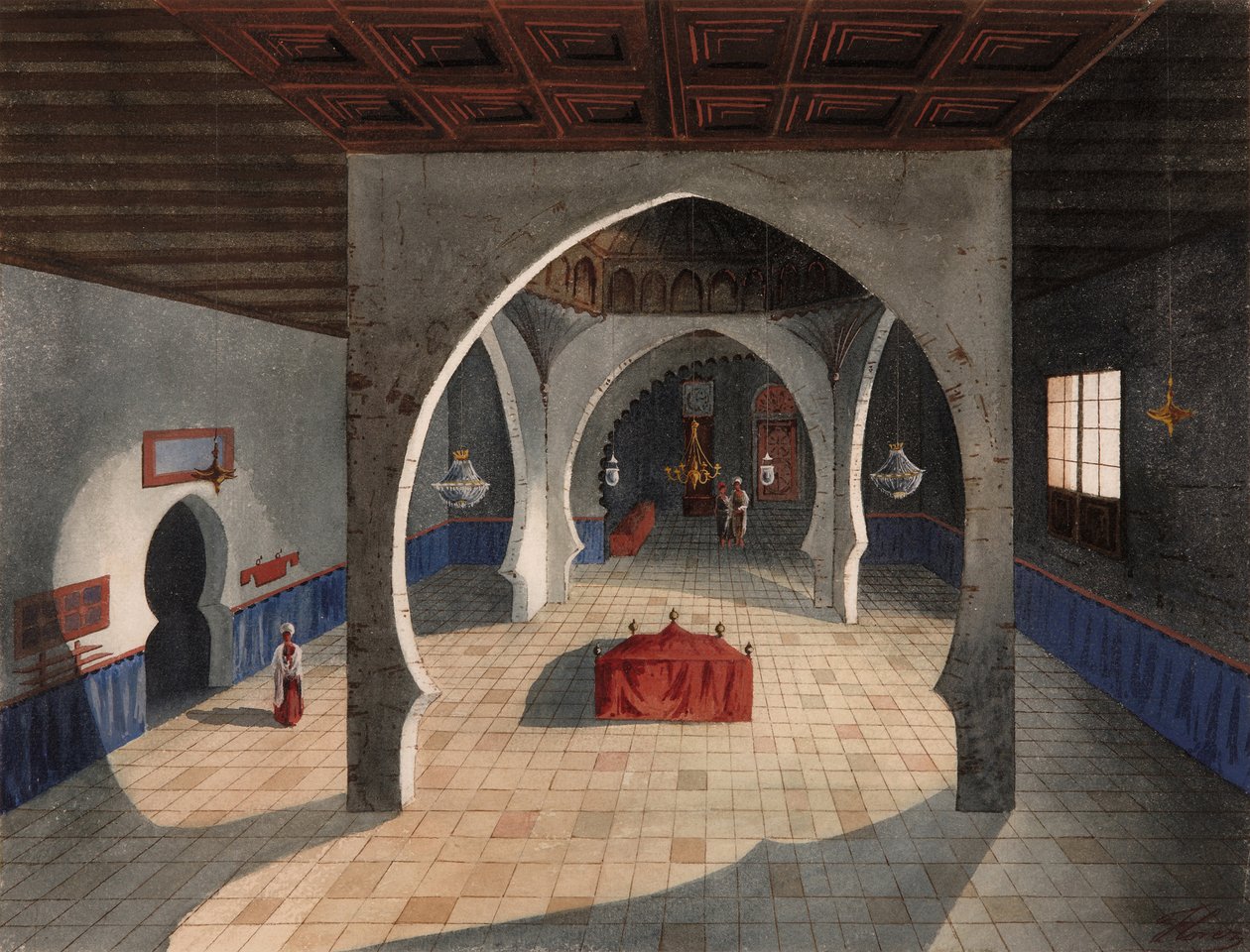 A Mosque - Flores Ibanez, Eduardo (aktiv 1870-1889) - Akvarel på papir - 27x35 - Museo Carmen Thyssen, Malaga af Eduardo Flores Ibáñez