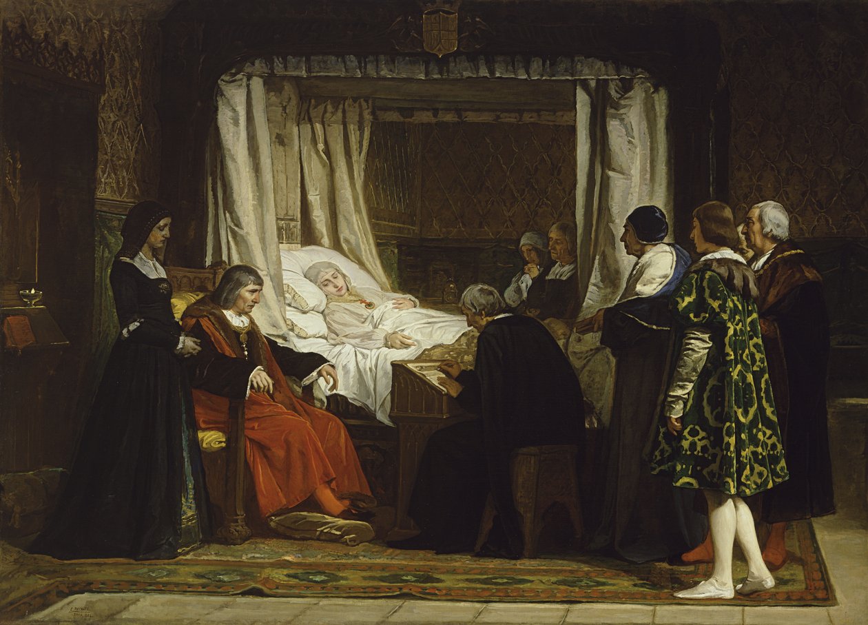 Dronning Isabella I af Castilien dikterer sin sidste vilje og testamente, 1864 af Eduardo Rosales Gallina