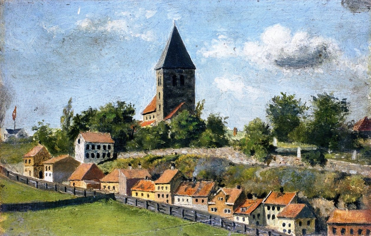 Telthusbakken med Gamle Aker Kirke af Edvard Munch