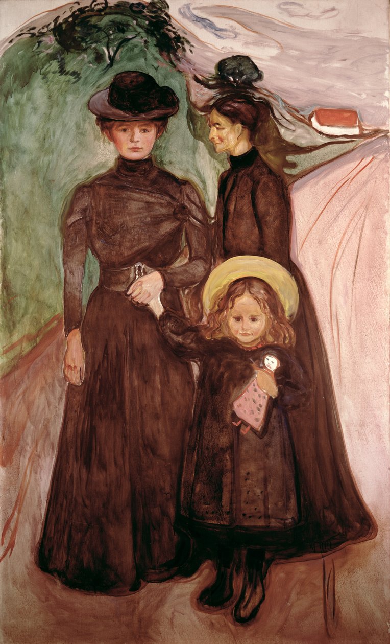 Familien på vejen c.1903 af Edvard Munch