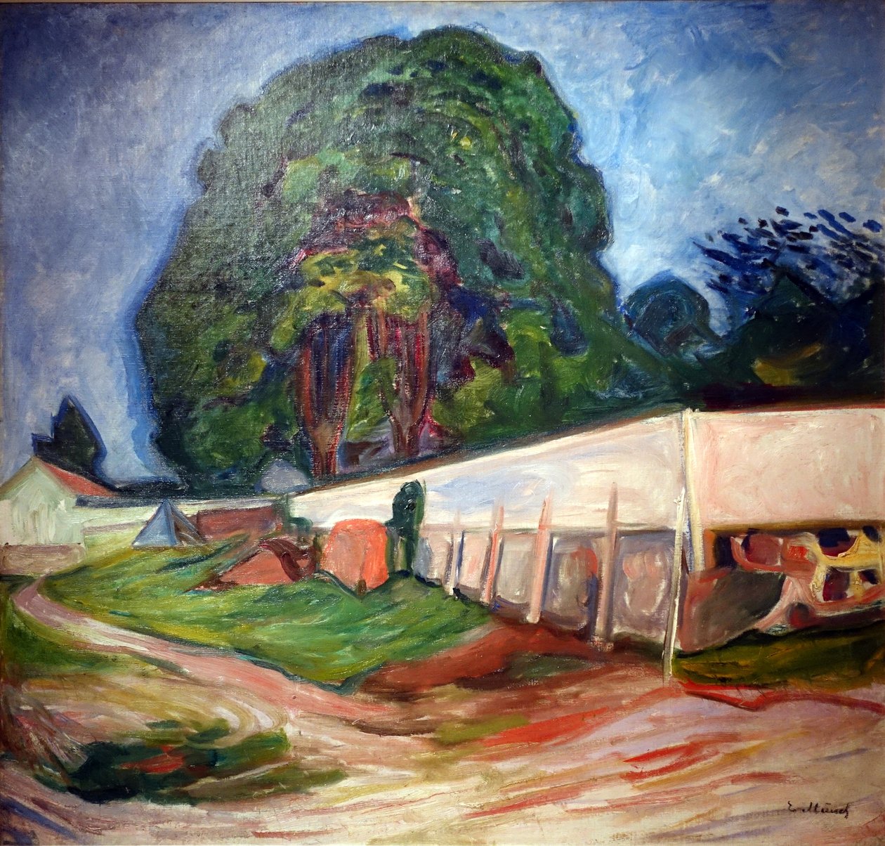 Træer og havemur i Åsgårdstrand af Edvard Munch