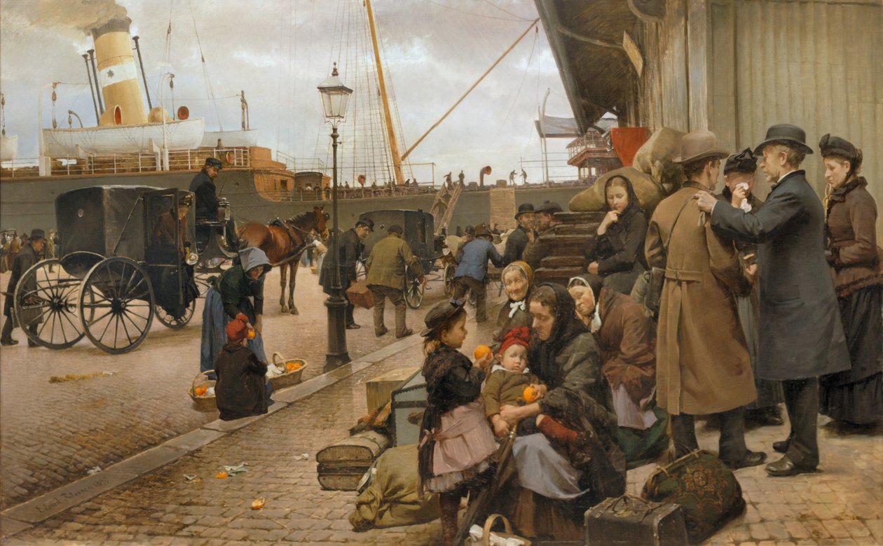 Udvandrere på Larsens Plads af Edvard Petersen
