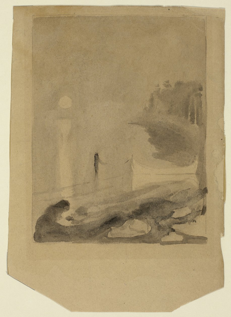 En båd bundet til en mole af Edvard Munch