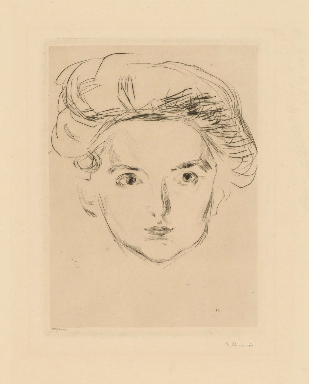 Berliner-kokotte (pigehoved) af Edvard Munch