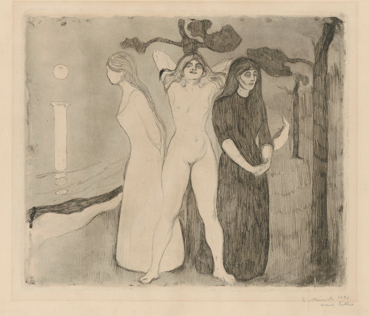 Kvinden II (Sfinksen; kvinden i tre stadier) af Edvard Munch