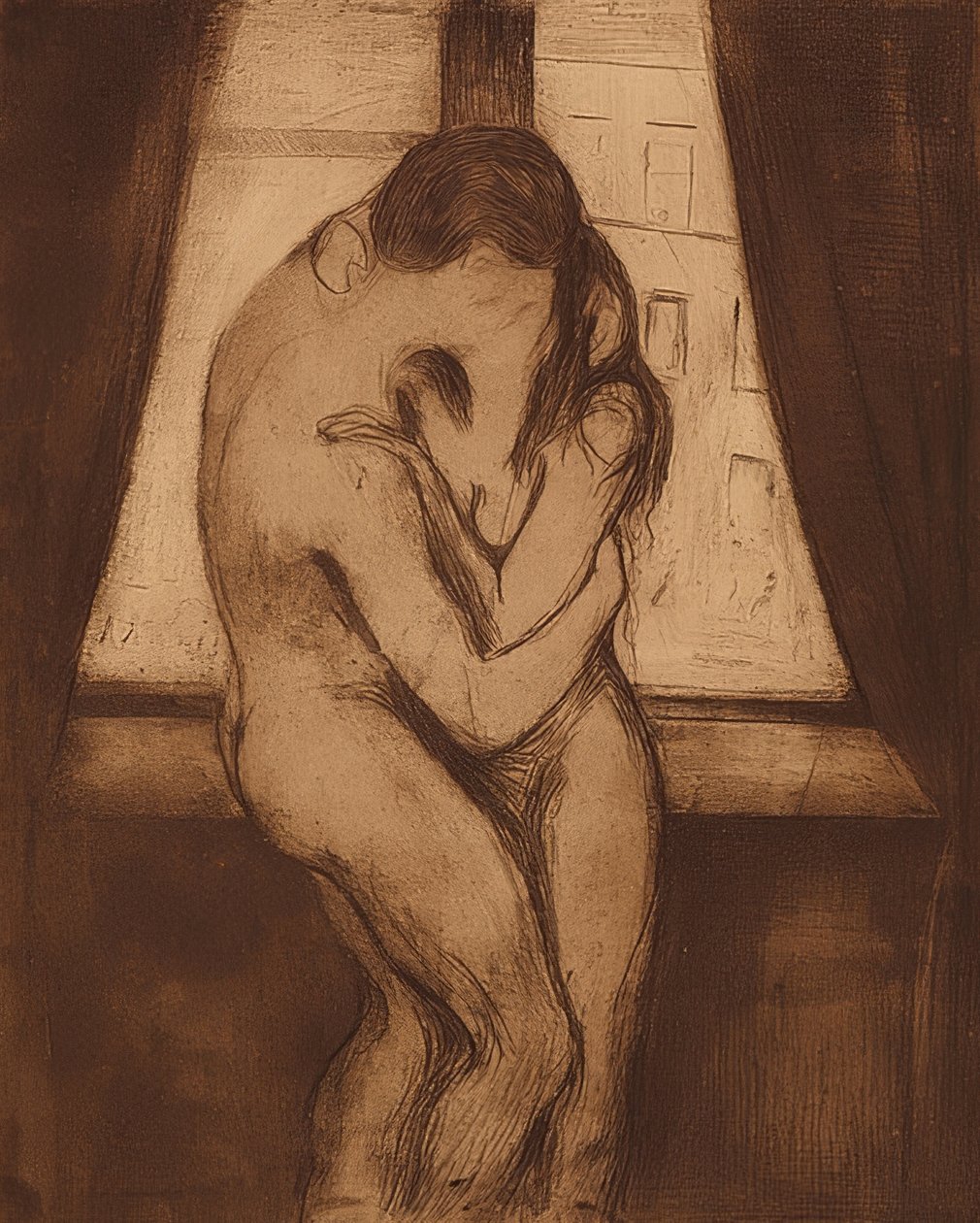 Kysset. 1895 af Edvard Munch