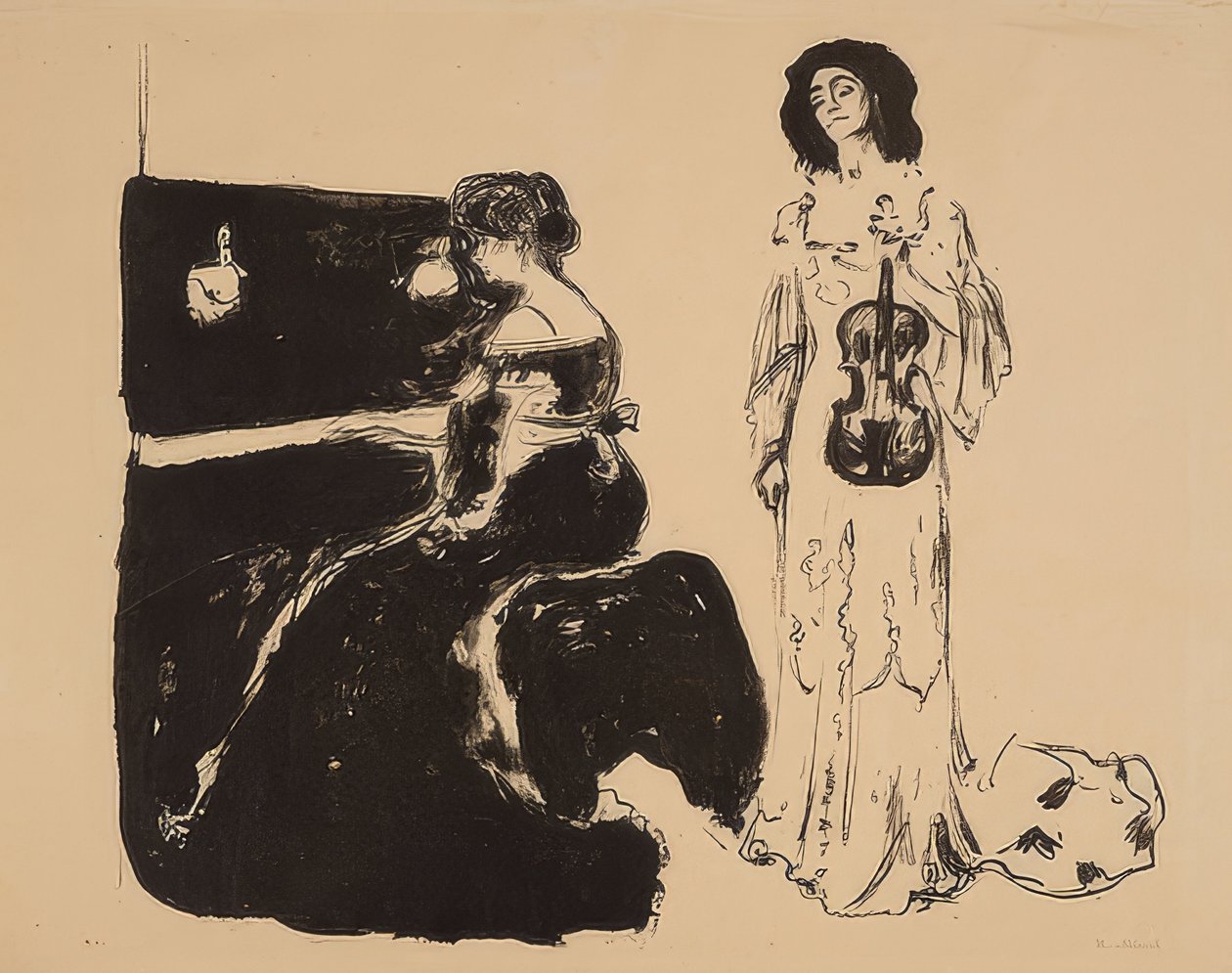 Violin koncert. Eva Mudocci (violin) og Bella Edvards. 1903 af Edvard Munch