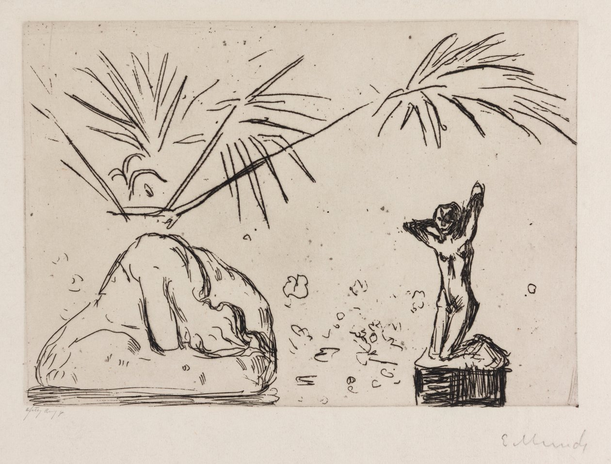 Interiør med skulpturer af Edvard Munch