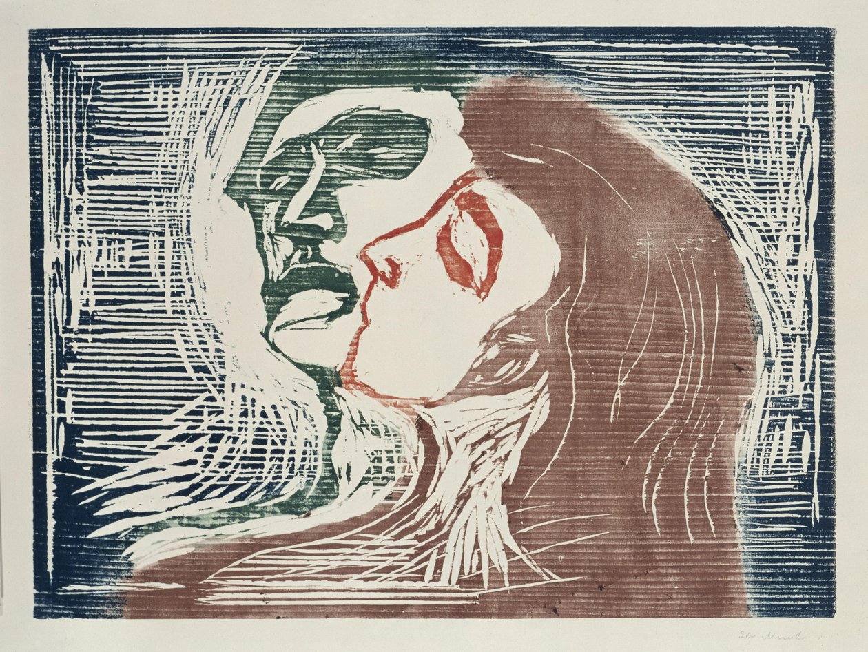 Hoved mod hoved (mand og kvinde, der kysser hinanden) af Edvard Munch