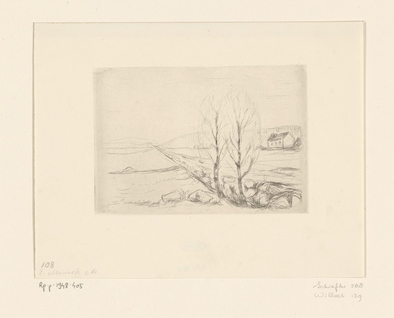 Landskab med hus Norsk landskab (original titel) af Edvard Munch