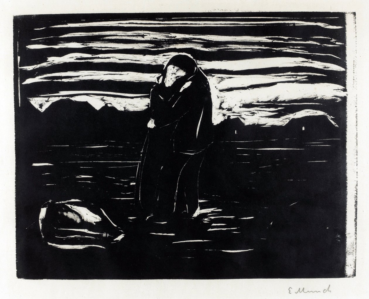 ""Kysset på marken"" (Kys på marken) Gravering af Edvard Munch (1863-1944) af Edvard Munch
