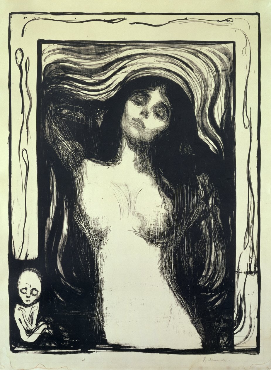 Madonna, kærlig kvinde (træsnit) af Edvard Munch