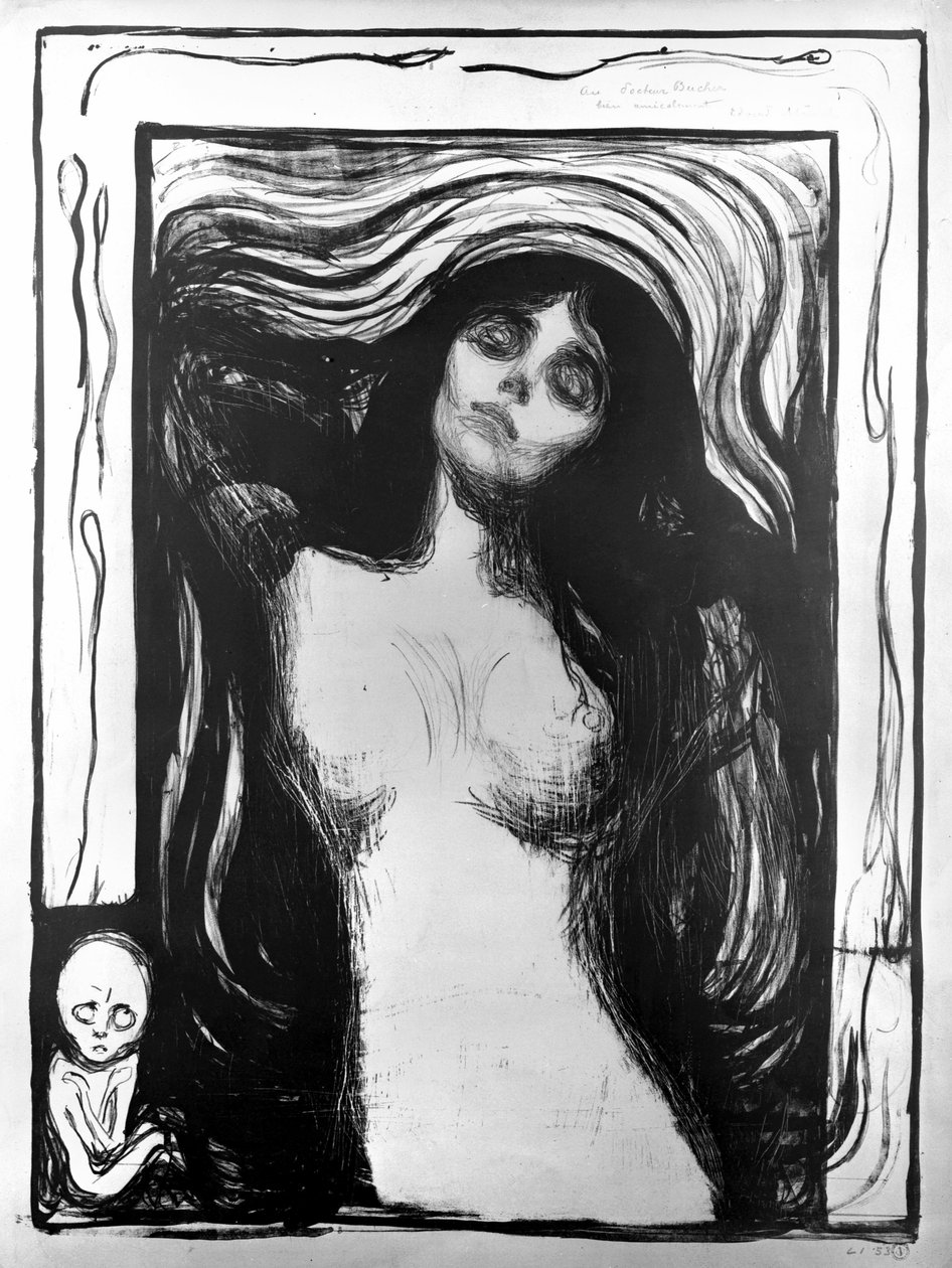 Madonna, litografi af Edvard Munch dedikeret til Dr. Bucher. af Edvard Munch