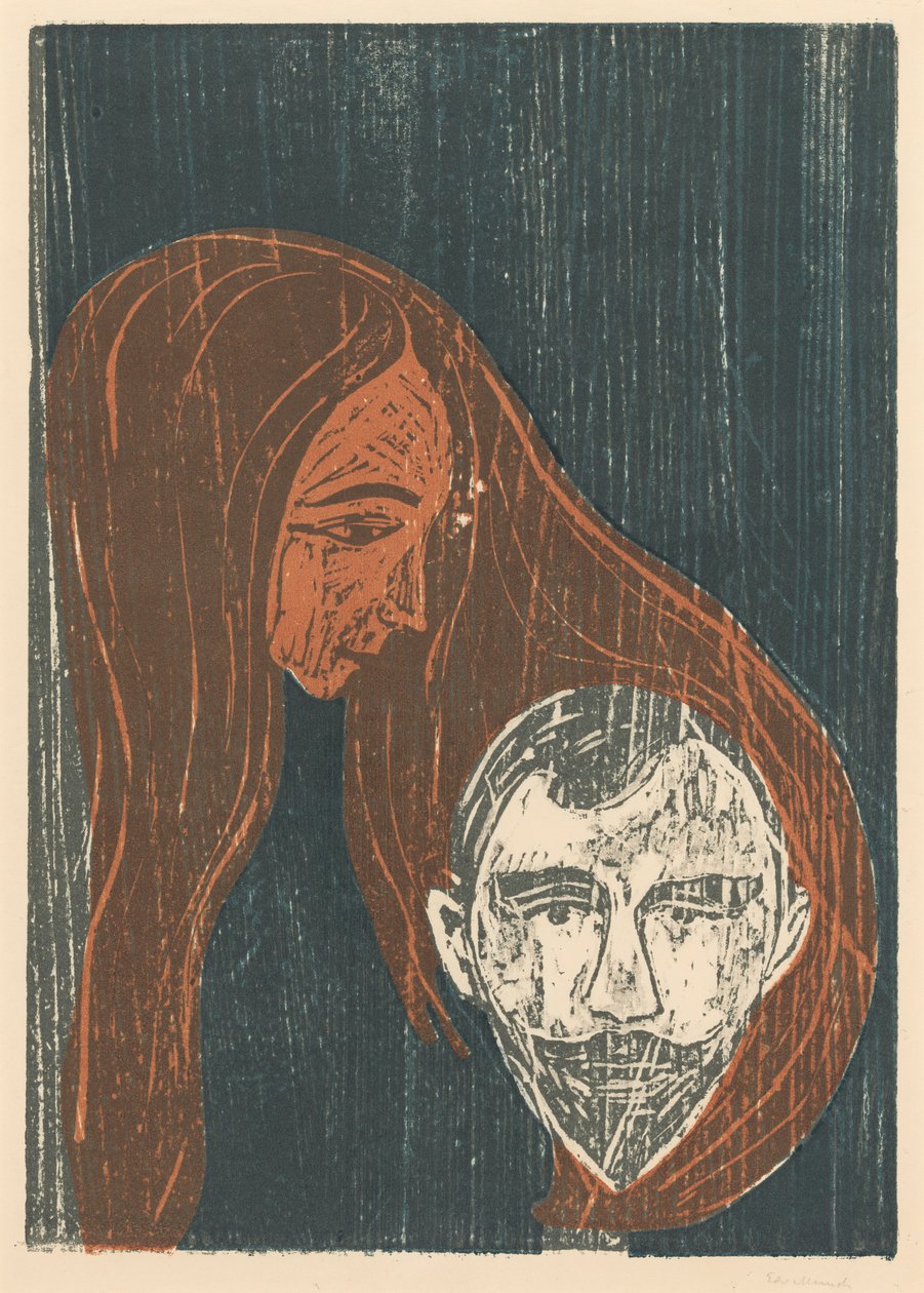 Mands hoved i en kvindes hår af Edvard Munch