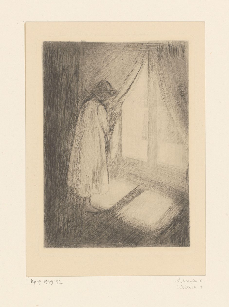 Pige i natkjole ved et vindue Pigen ved vinduet (original titel) af Edvard Munch