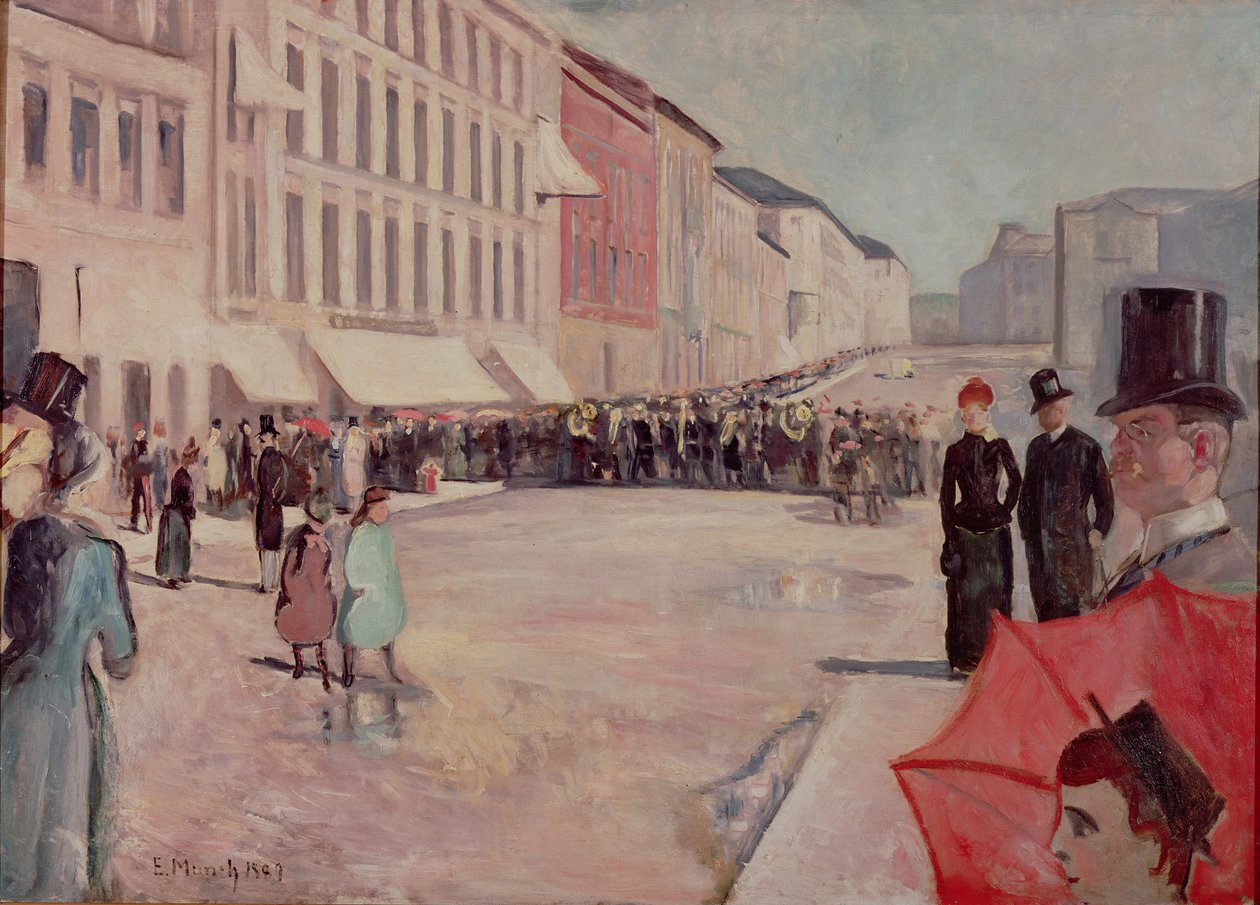 Militærorkester på Karl-Johann Street, Oslo af Edvard Munch