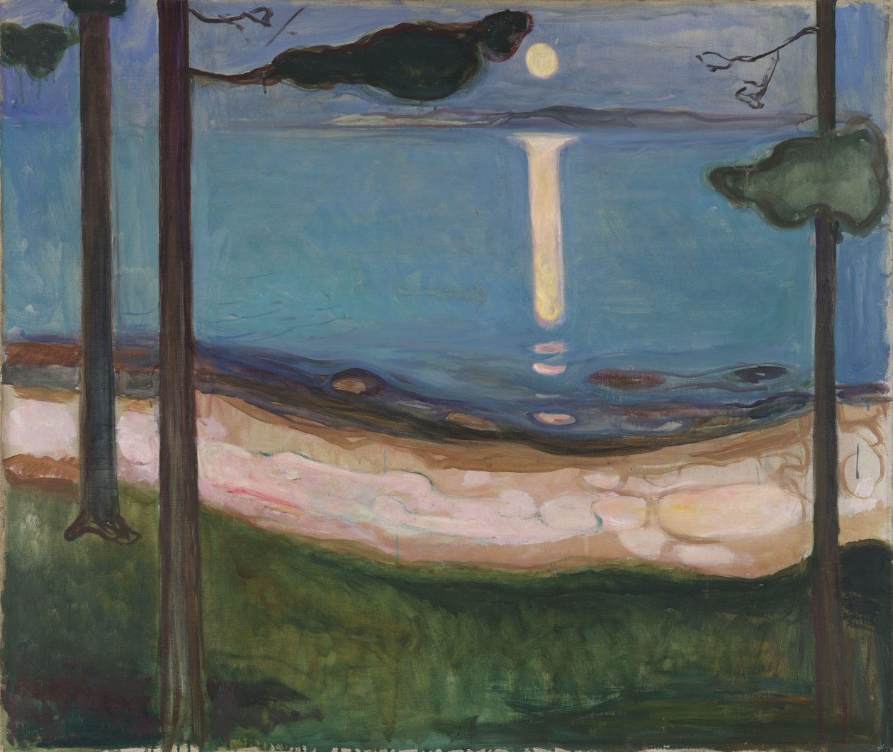 Måneskin nordisk landskab. Maleri af Edvard Munch (1863-1944) 1895 Dim. 93x110 cm Oslo, Najonal Galleriet af Edvard Munch