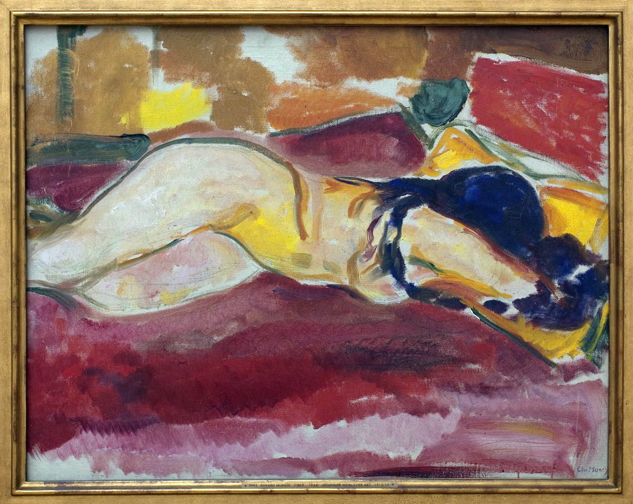 Nøgen ble. Maleri af Edvard Munch (1863-1944), Olie på lærred af Edvard Munch