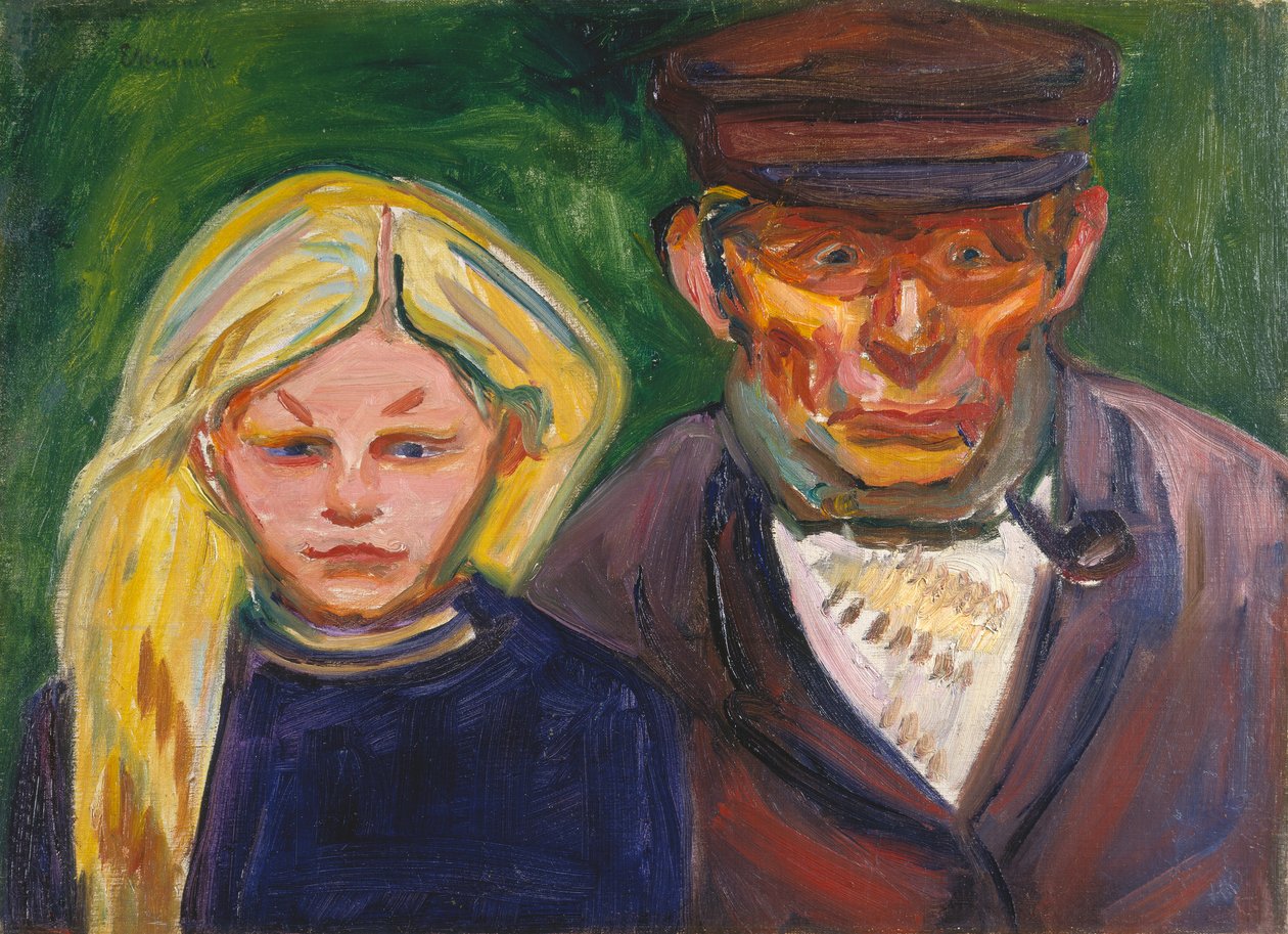 Den gamle fisker og hans datter af Edvard Munch