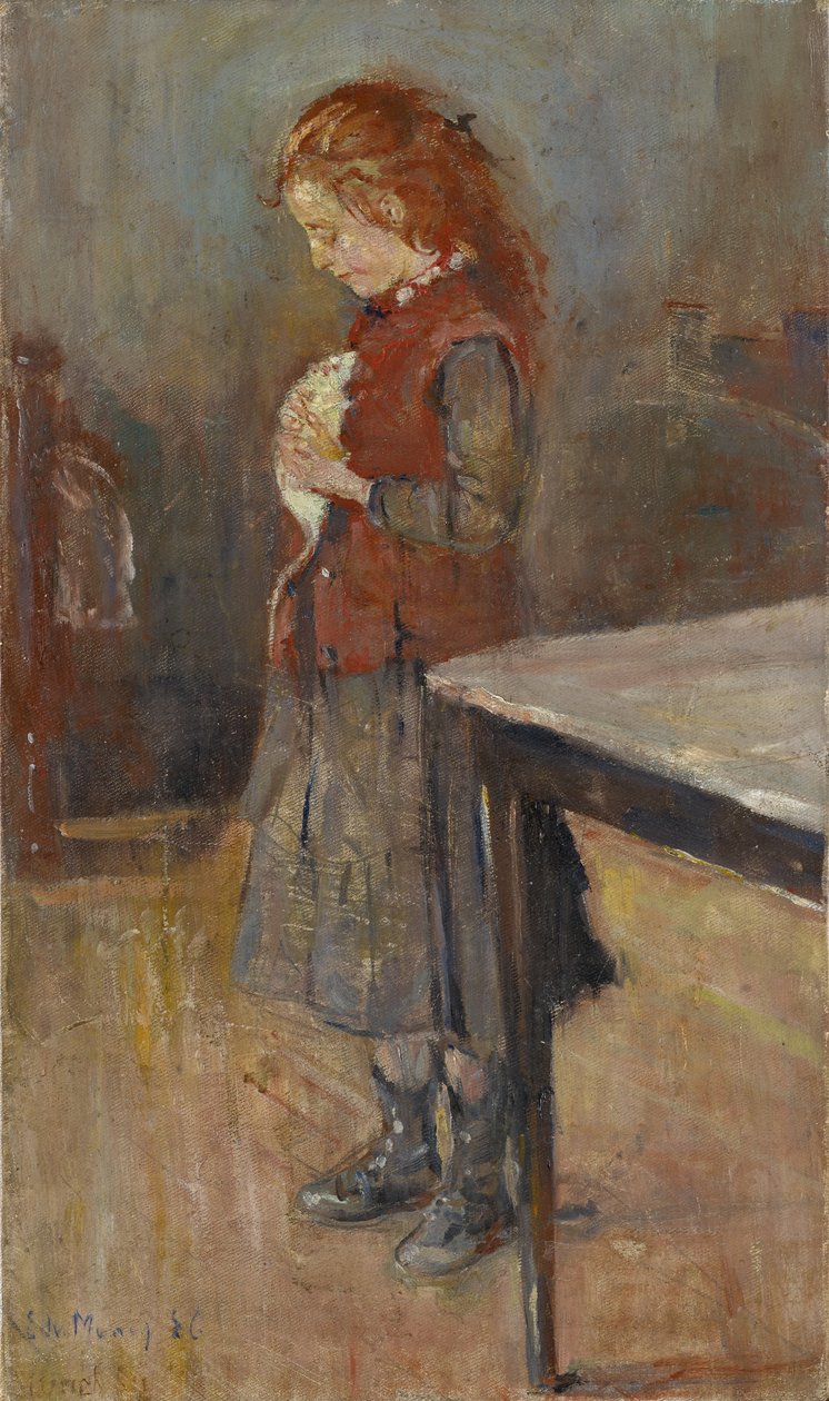 Rødhåret pige med hvid rotte, 1886 af Edvard Munch