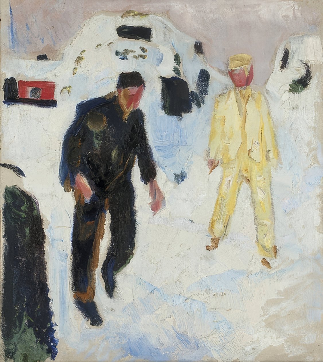 Sort og gul mand i sneen. 1910-12 af Edvard Munch
