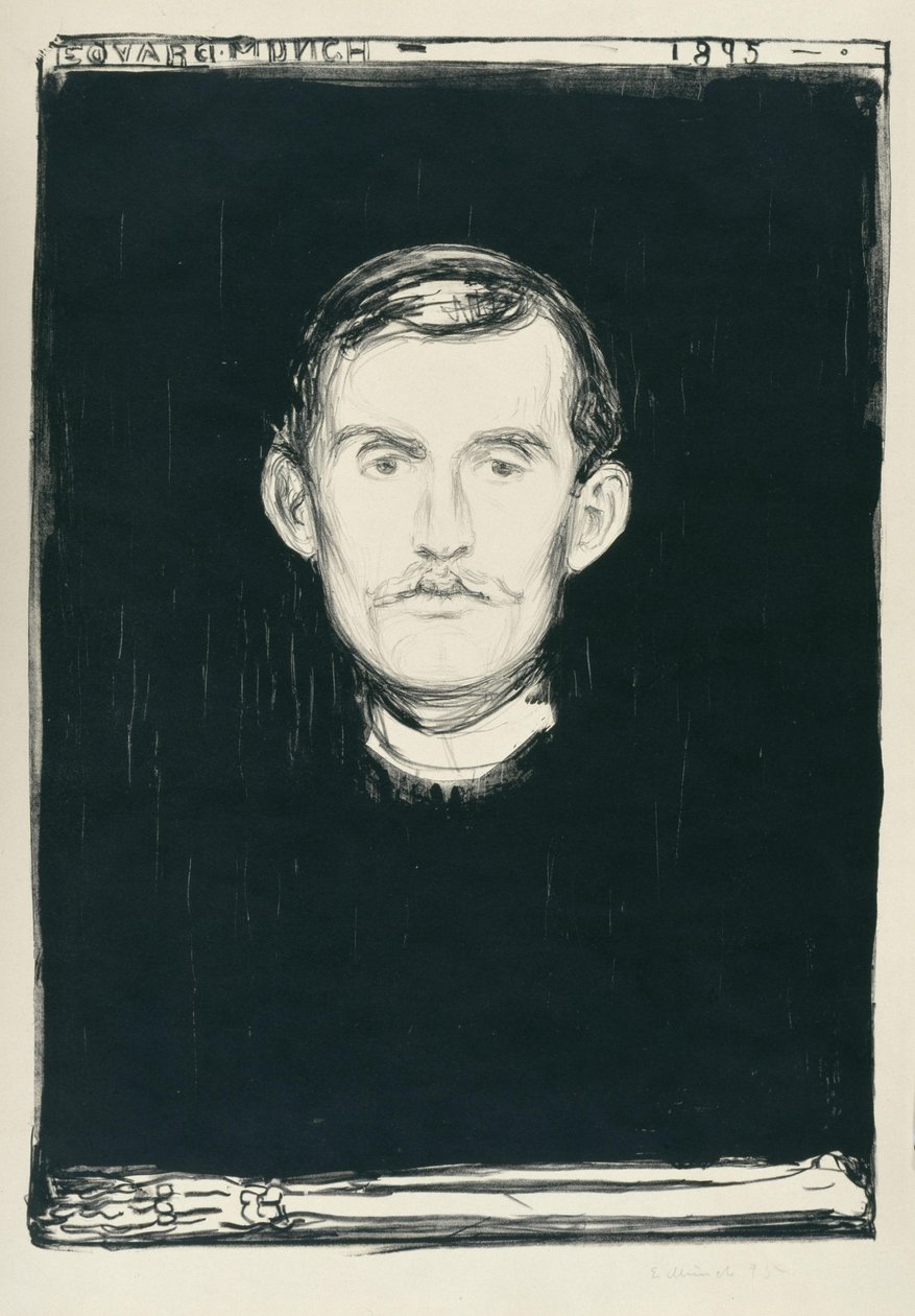 Selvportræt (med en skeletagtig arm) af Edvard Munch