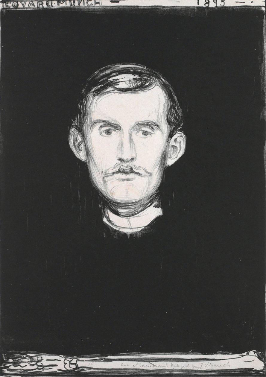 Selvportræt med skeletarm af Edvard Munch