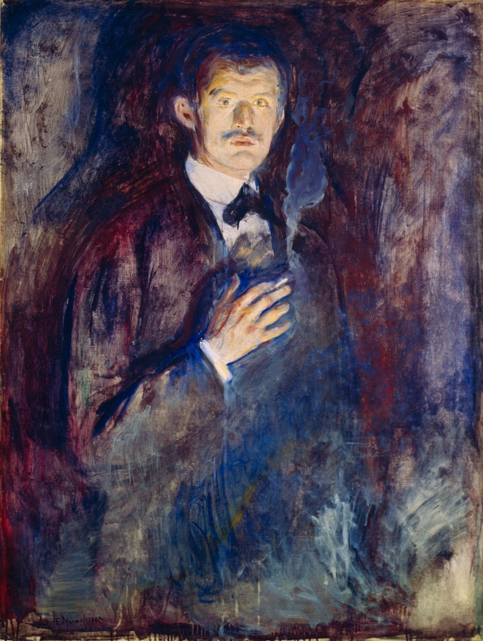 Selvportræt med en cigaret af Edvard Munch