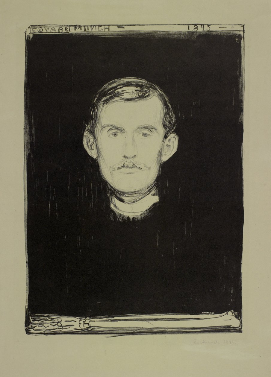 Selvportræt, 1895 af Edvard Munch