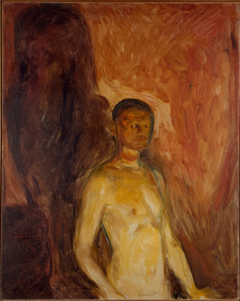 Selvportræt i helvede Maleri af Edvard Munch (1863-1944) 1895 ca. Sol. 81,5x65,5 cm Oslo, Kommunale kunstsamlinger Munch-museet (Musee Munch) af Edvard Munch