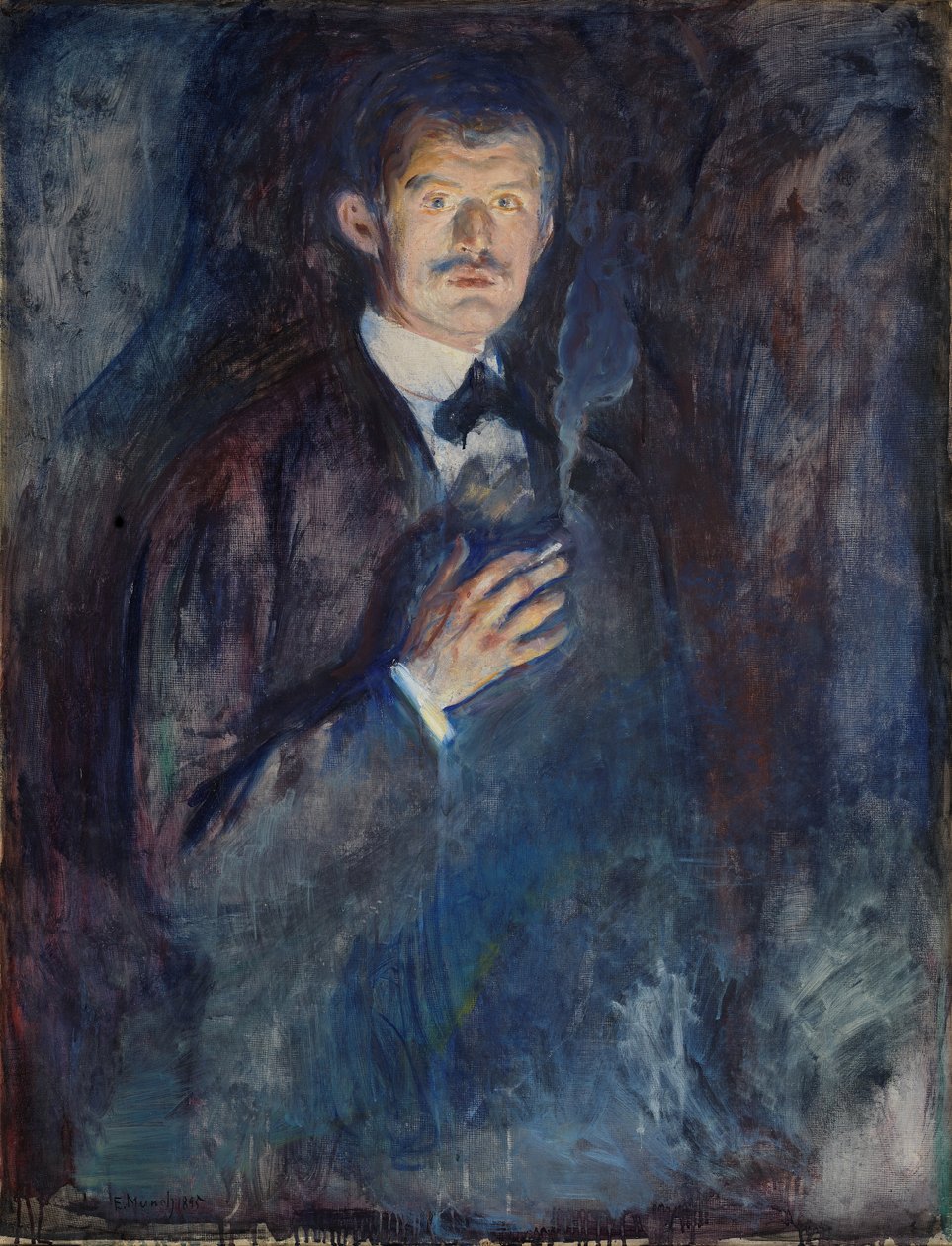 Selvportræt med cigaret af Edvard Munch
