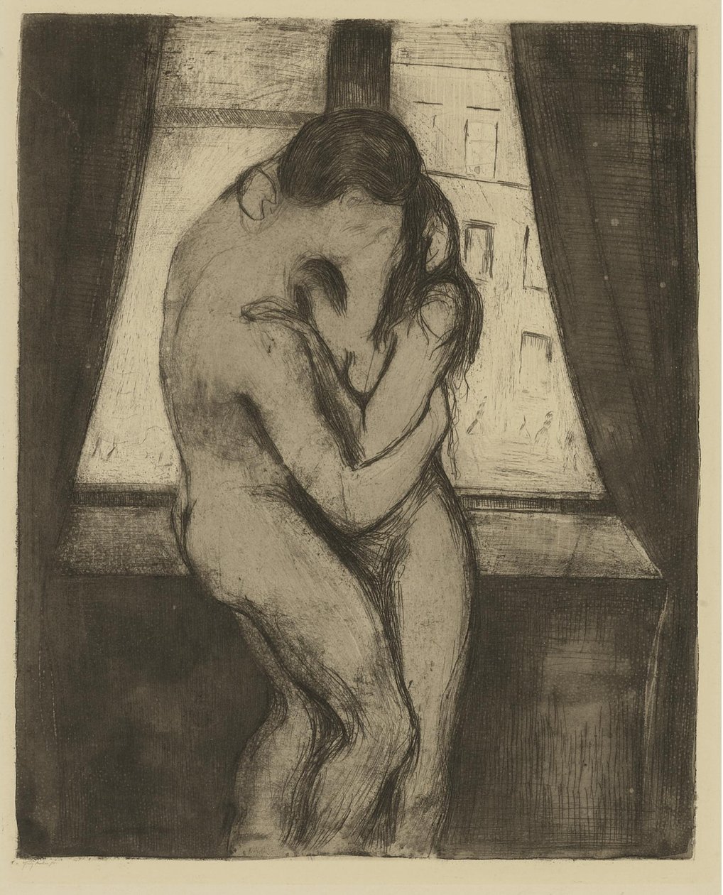 Kysset, 1895 af Edvard Munch