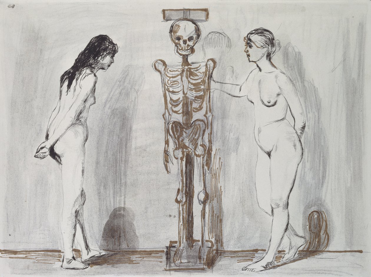 De to piger og skelettet (Liv og Død); De to jomfruer og skelettet (liv og død) af Edvard Munch