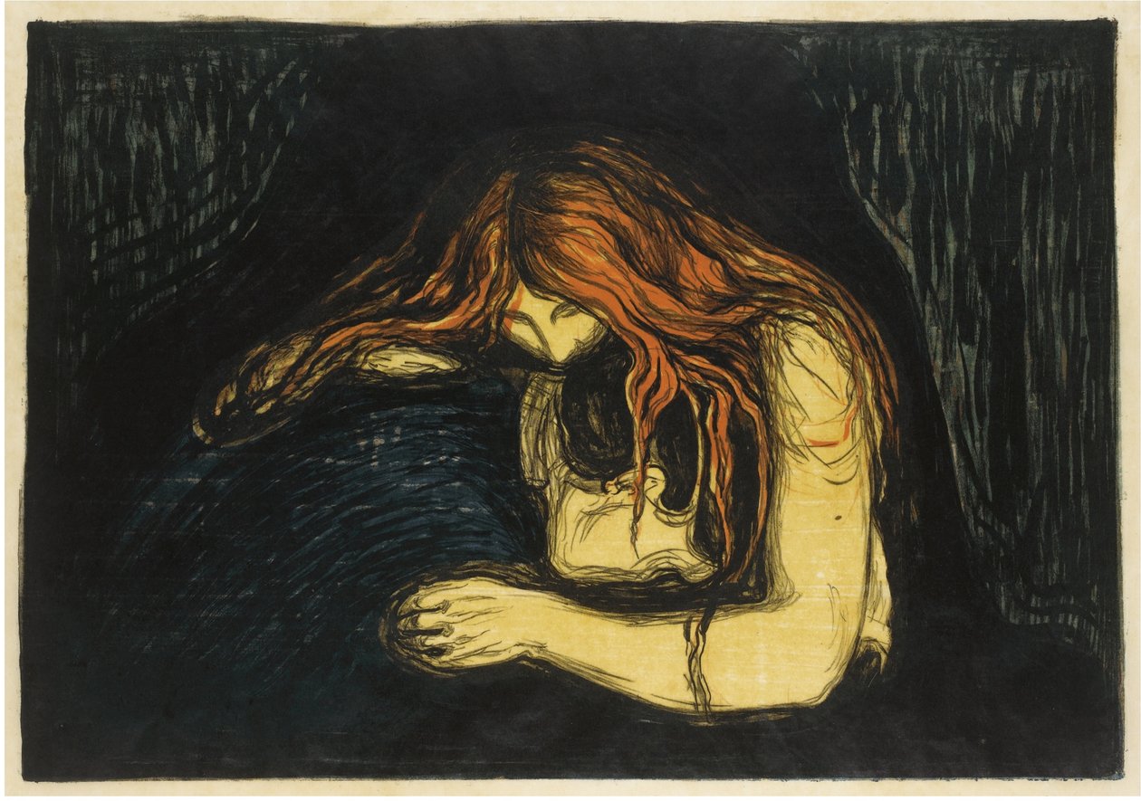 Vampyren II, 1895-1900 af Edvard Munch
